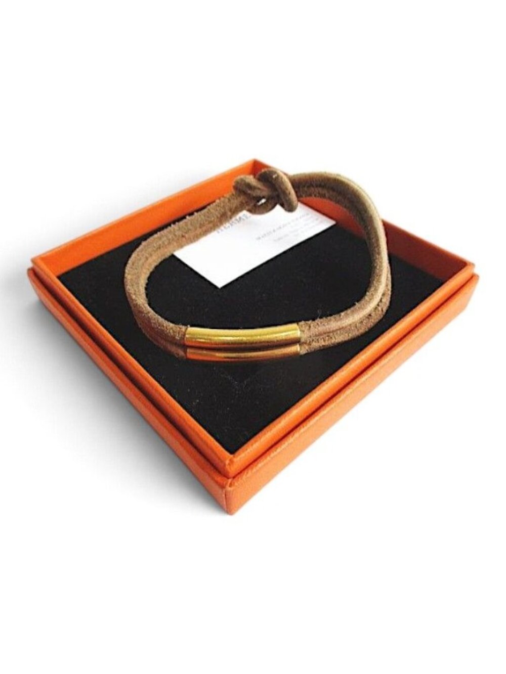 Hermes Heraku Tall Leather Bracelet Brown Gold